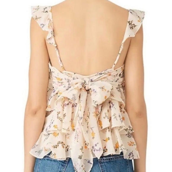 Rebecca Minkoff Alexis peach blush floral tiered ruffled top size medium - Picture 2 of 11